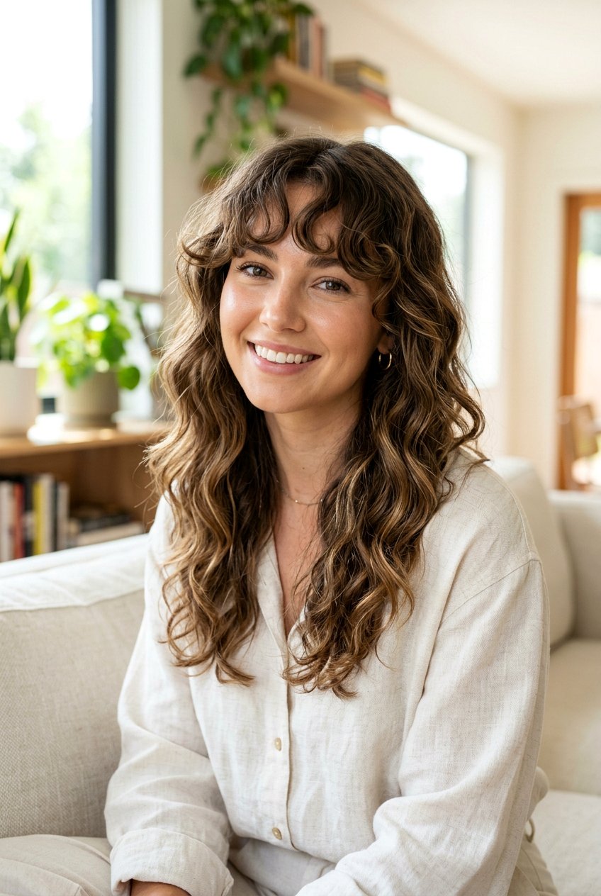 Curly Curtain Bangs On Wavy Hair - 20 curtain bangs for curly hair - 20 curtain bangs for curly hair