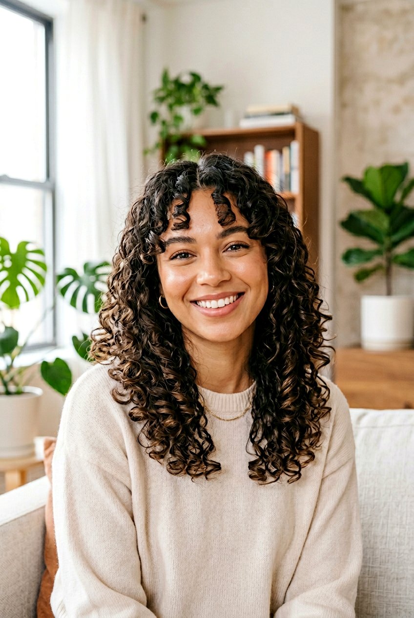 Curly Curtain Bangs With Long Layers - 20 curly fringe haircut women - 20 curly fringe haircut women