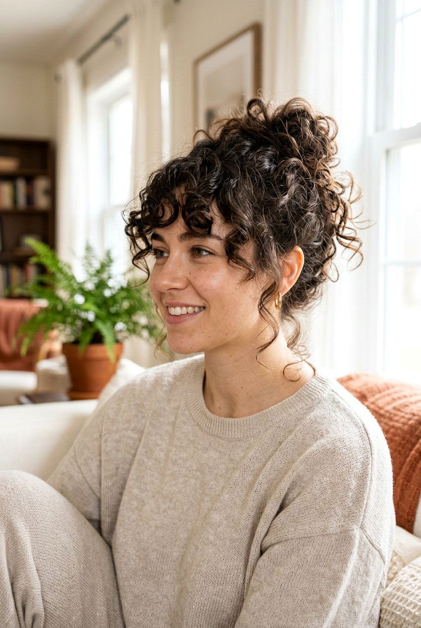 20 Gorgeous Curtain Bangs for Curly Hair That Frame the Face