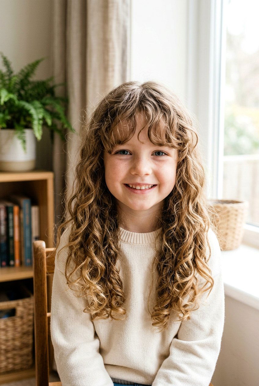 Curly Curtain Bangs - 20 curly haircut for little girls - 20 curly haircut for little girls