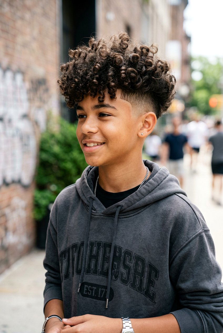 Curly Disconnected Undercut for Mixed Boys - 20 mixed boys curly haircuts - 20 mixed boys curly haircuts