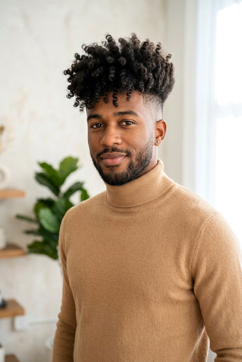 Curly Disconnected Undercut - 20 long top short sides haircut men - 20 long top short sides haircut men