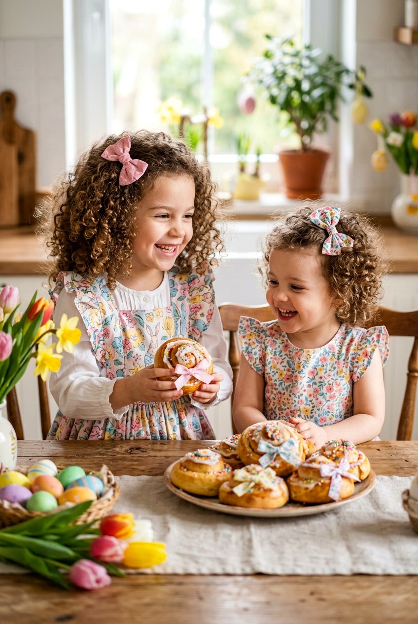 Curly Easter Buns With Bows - 20 easter hairstyles for little girls with bows - 20 easter hairstyles for little girls with bows