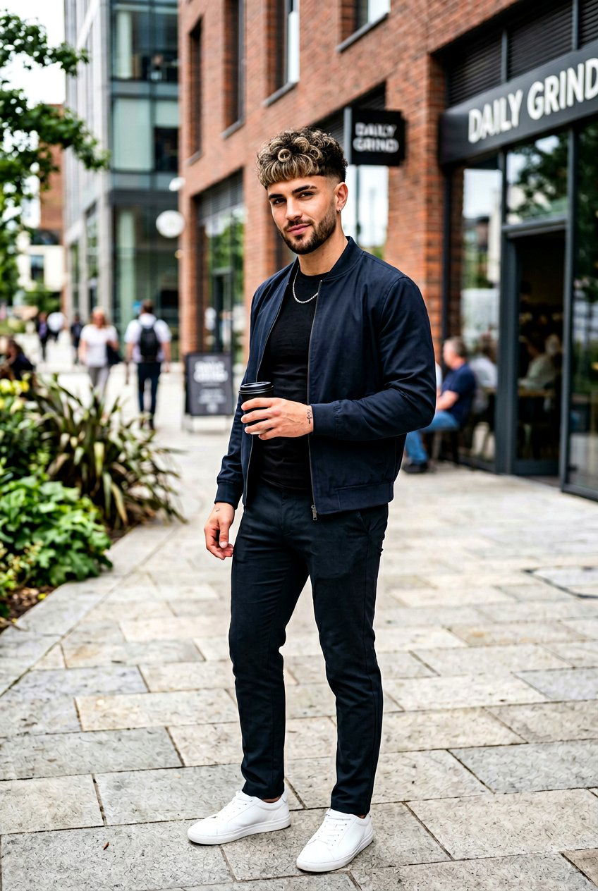 Curly Edgar Taper with Blonde Highlights - 20 curly taper cut with blonde highlights - 20 curly taper cut with blonde highlights