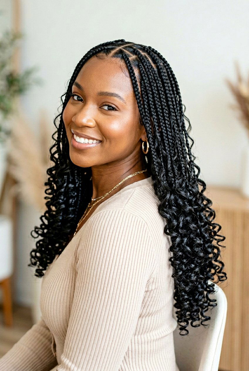 Curly End Knotless Braids - 20 knotless braids hairstyles - 20 knotless braids hairstyles