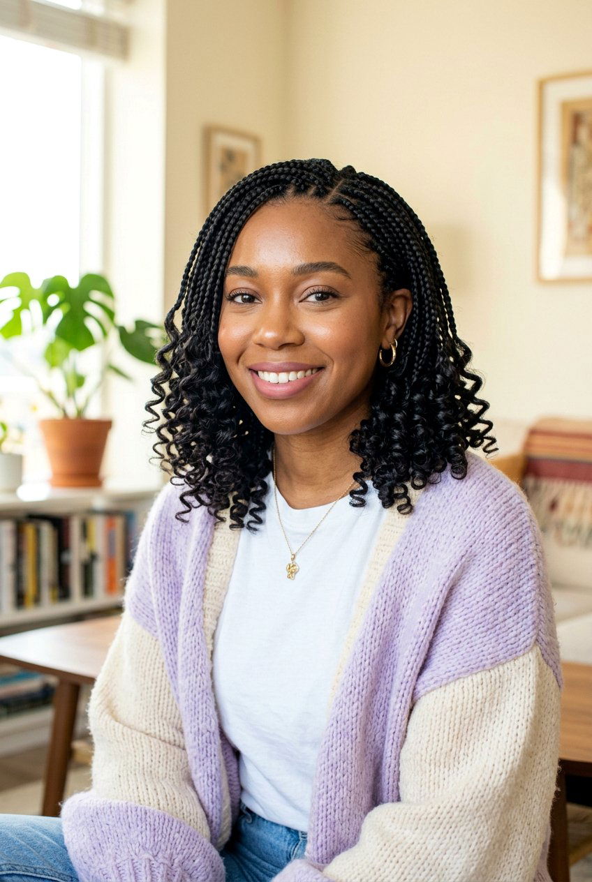 Curly Ends Bob Braids - 20 box braids bob hairstyle - 20 box braids bob hairstyle