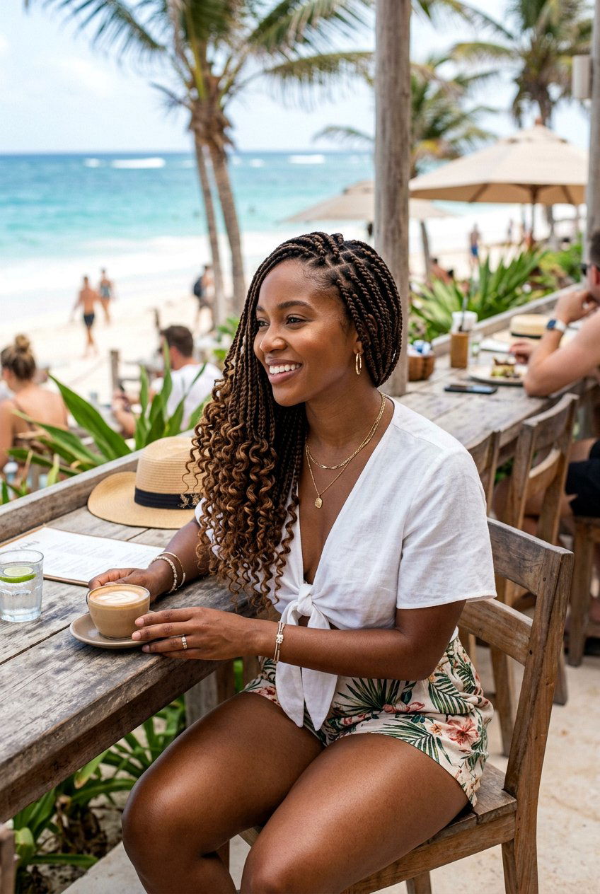 Curly Ends Braids For Beach Vacations - 20 vacation braids hairstyles - 20 vacation braids hairstyles