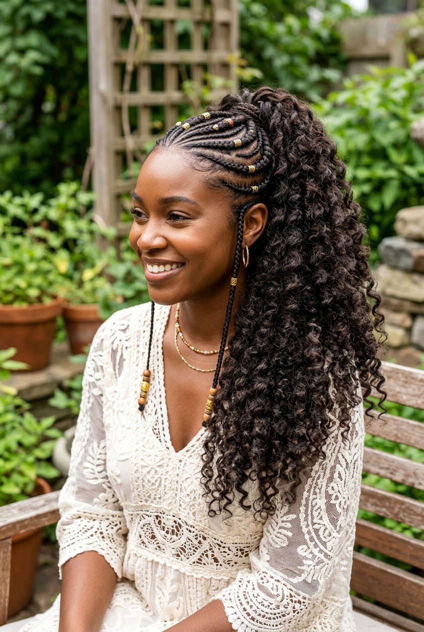 Curly Ends Fulani Ponytail - 20 fulani ponytail braids - 20 fulani ponytail braids