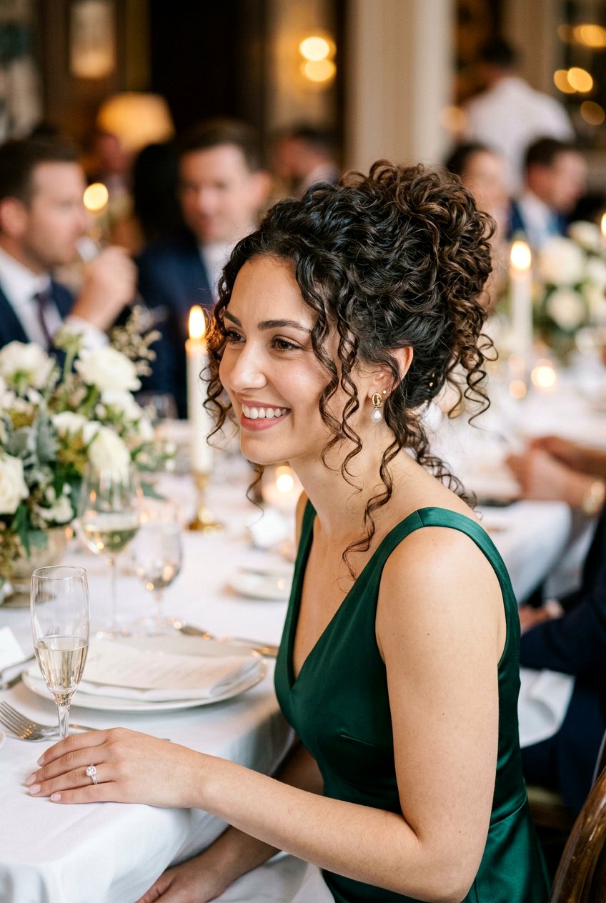 Curly Engagement Dinner Updo - 20 engagement dinner hairstyles - 20 engagement dinner hairstyles