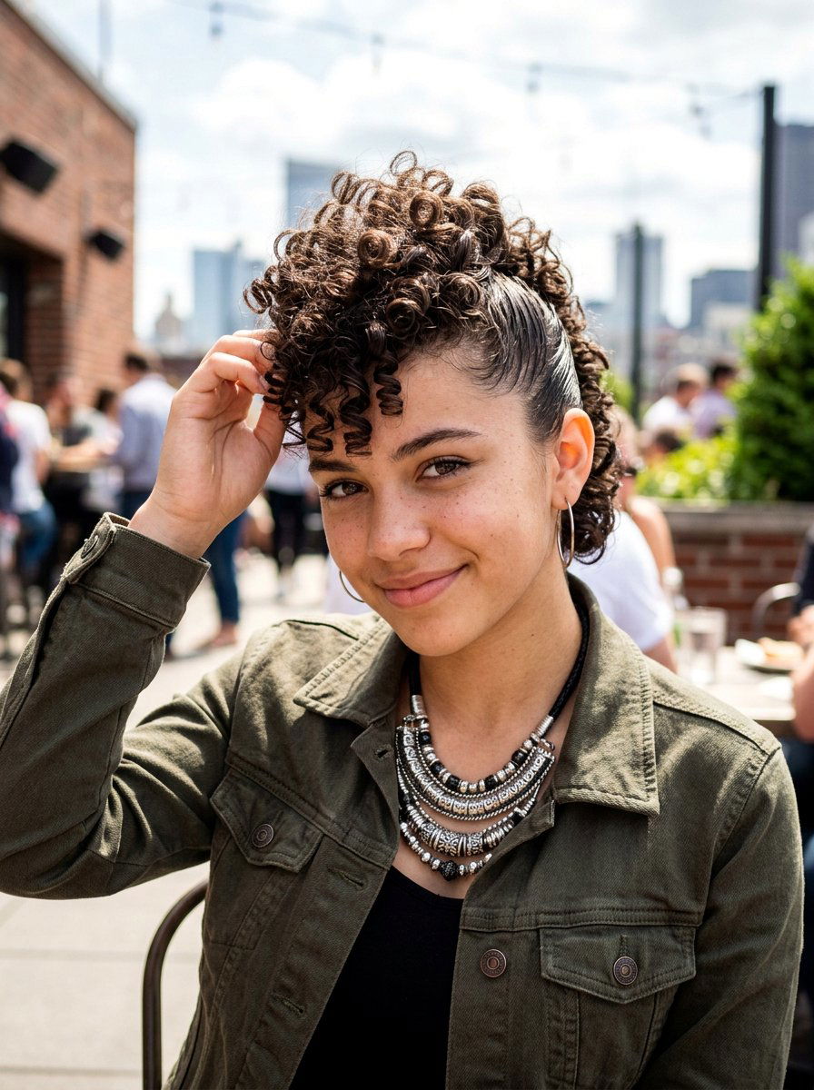 Curly Faux Hawk - 20 teen girls picture day hairstyle with curls - 20 teen girls picture day hairstyle with curls