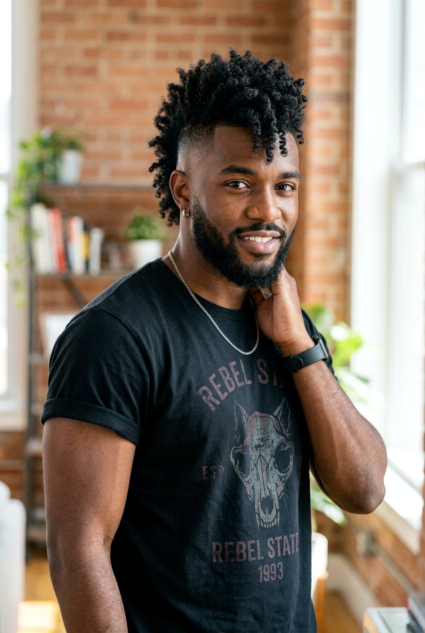 Curly Faux Hawk - 20 men haircut ideas for curly hair - 20 men haircut ideas for curly hair