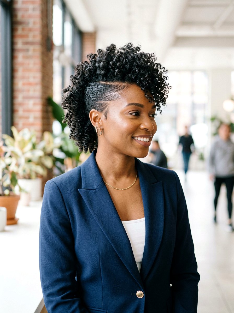 Curly Faux Hawk Interview Look - 20 interview hairstyle for curly natural hair - 20 interview hairstyle for curly natural hair