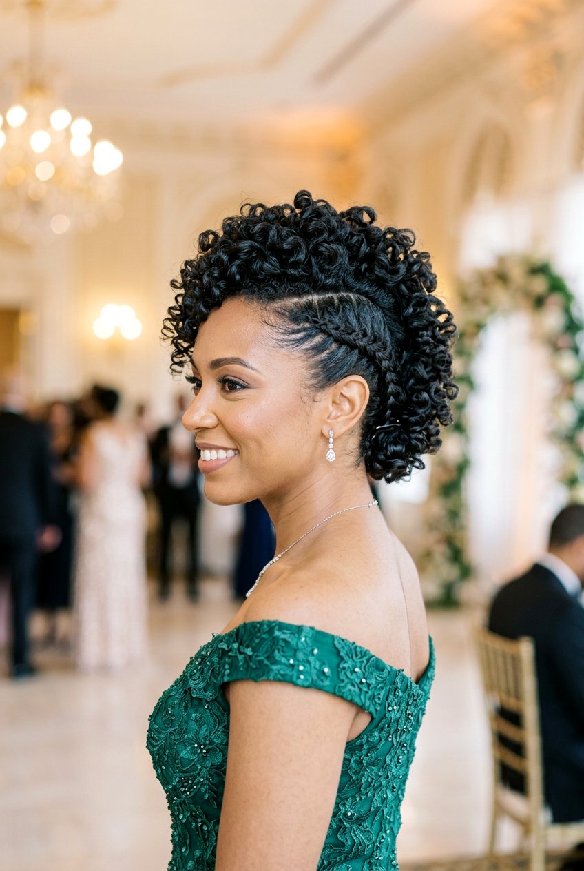 Curly Faux Hawk Updo for Prom - 20 prom hairstyles for curly hair - 20 prom hairstyles for curly hair