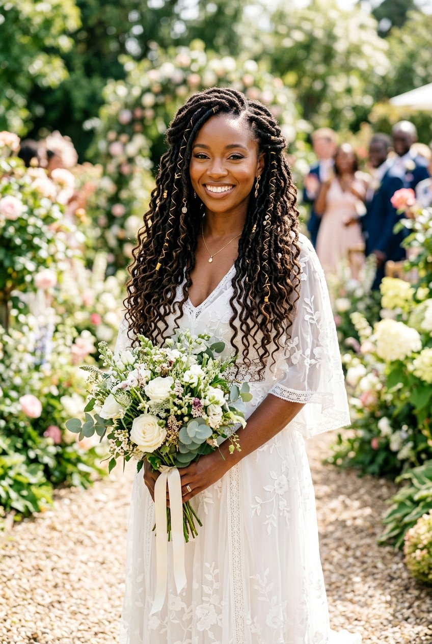 Curly Faux Locs Wedding Hairstyle - 20 black women bridal hairstyle ideas - 20 black women bridal hairstyle ideas