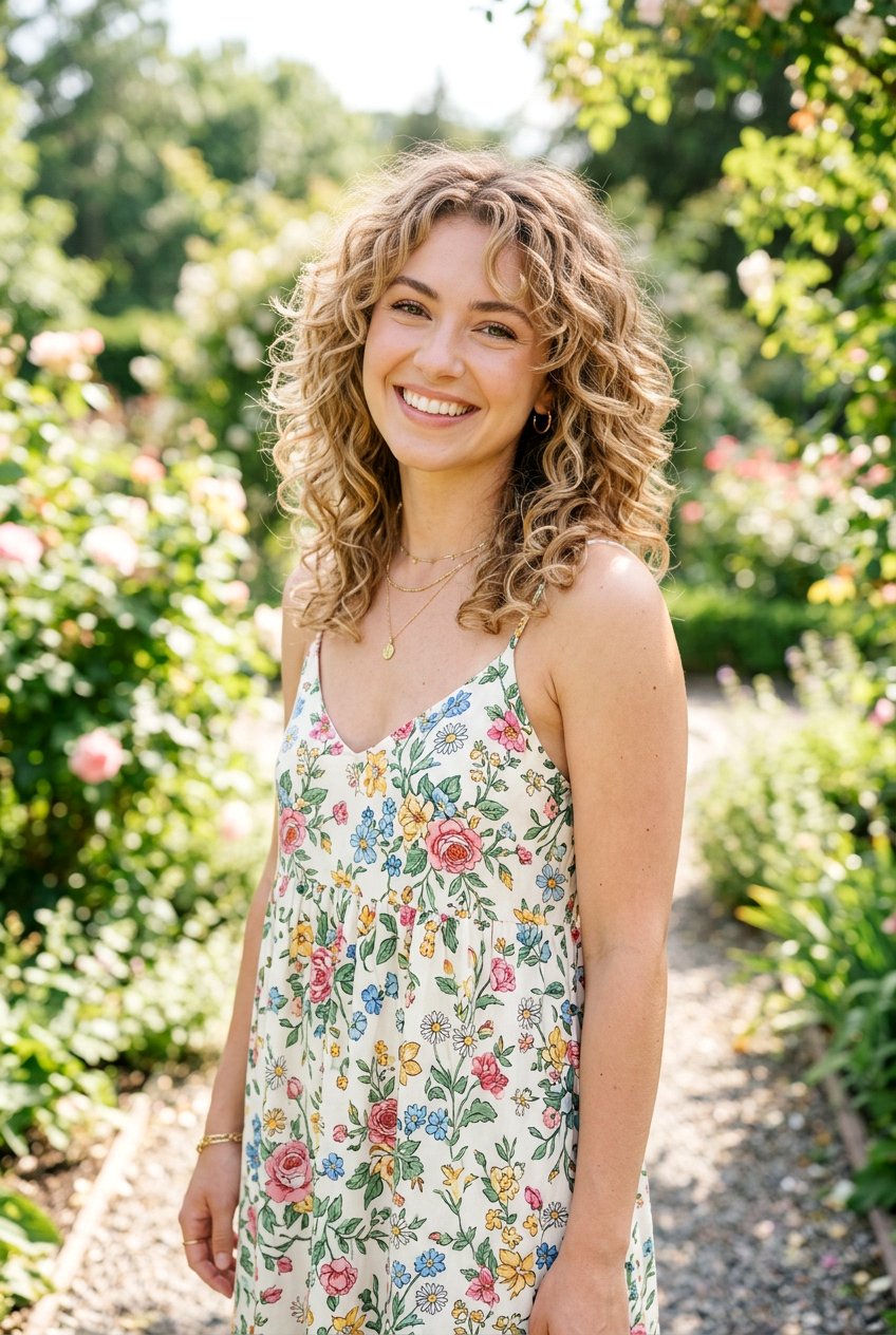 Curly Feathered Layers - 20 curly layers for medium hair women - 20 curly layers for medium hair women