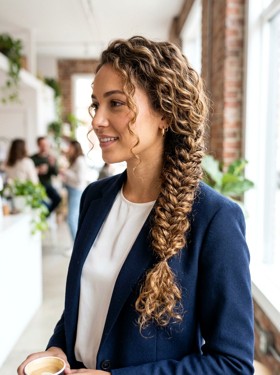 Curly Fishtail Braid - 20 date night hairstyle with romantic curls - 20 date night hairstyle with romantic curls