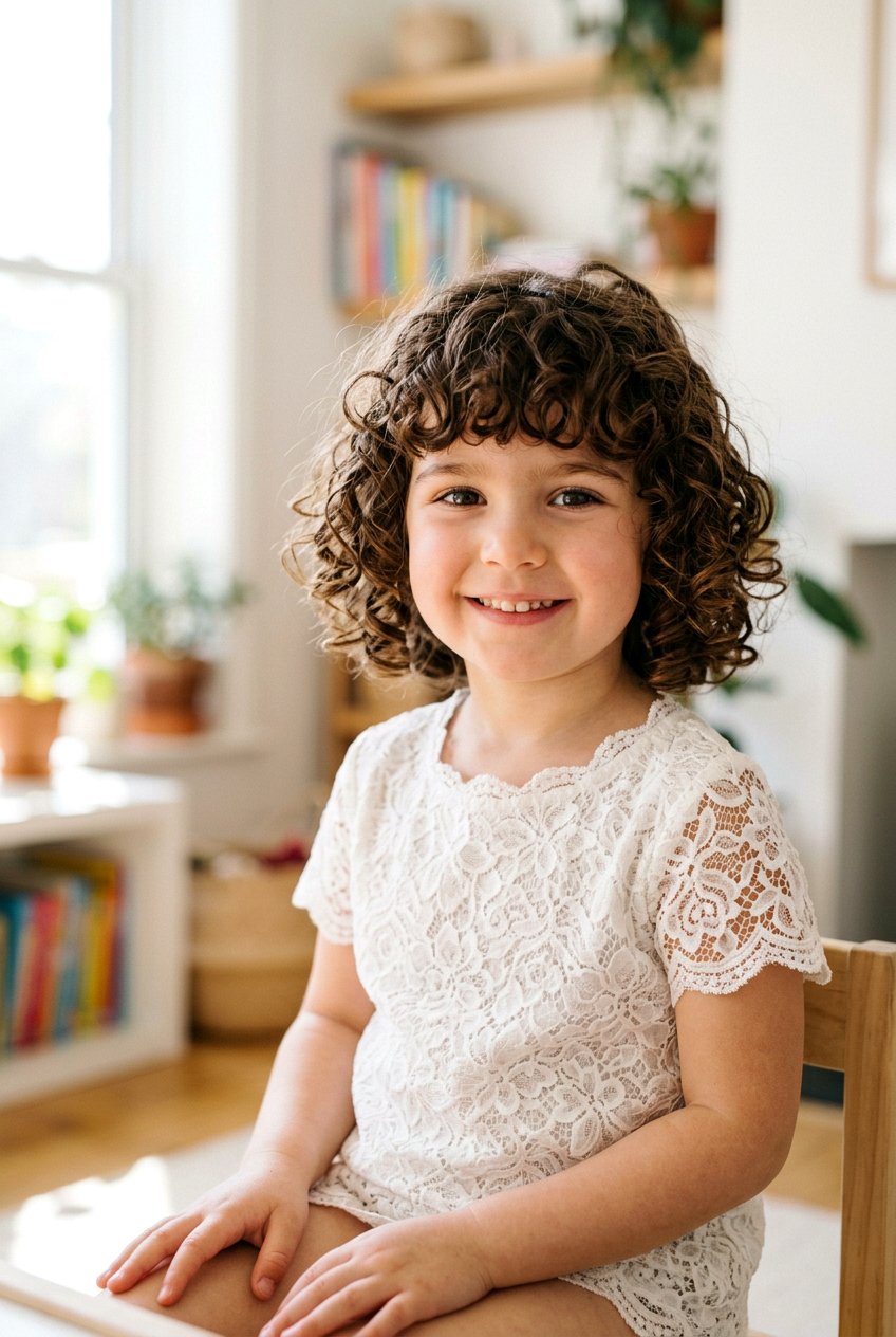 Curly French Bob - 20 shoulder length haircut for little girls - 20 shoulder length haircut for little girls