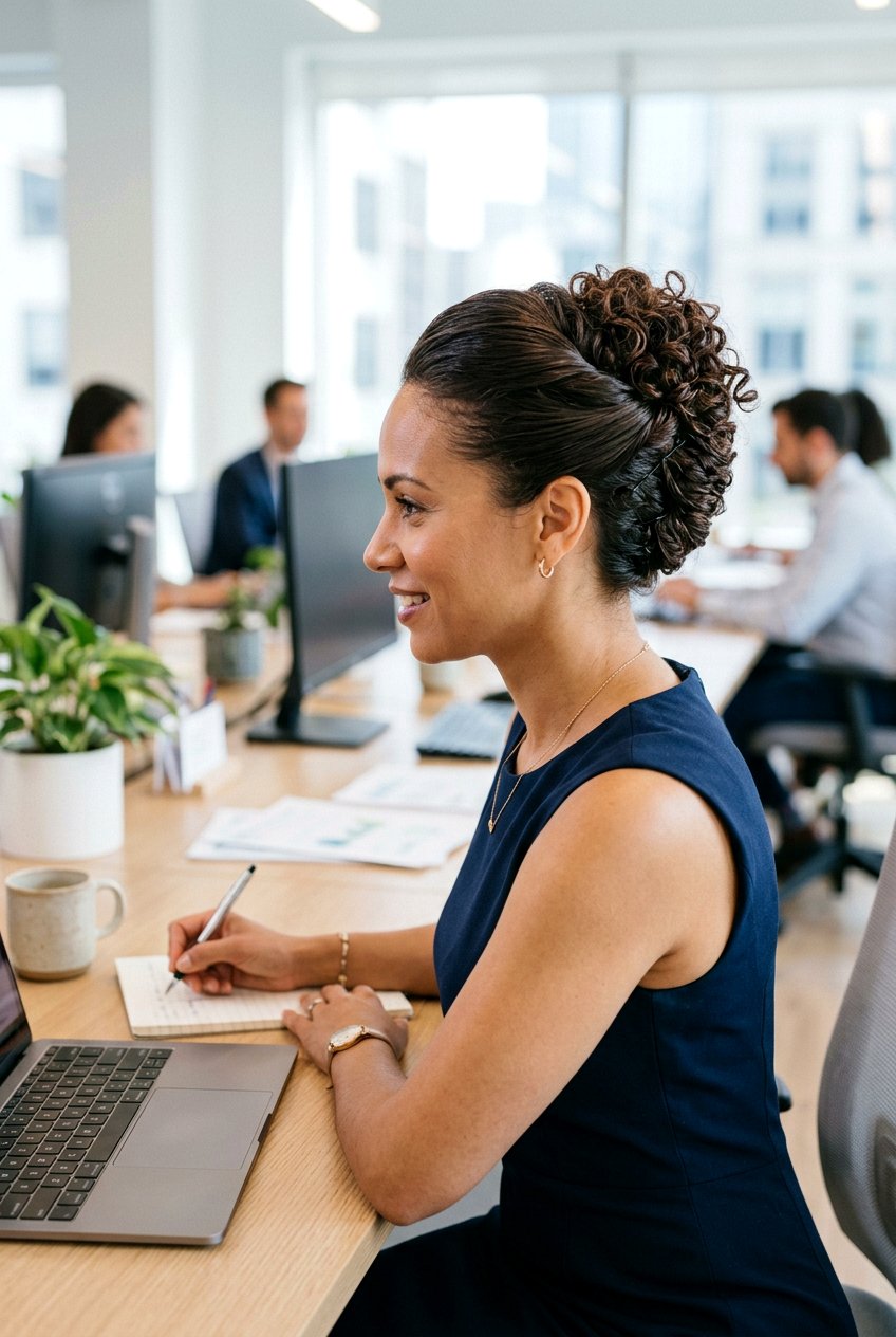 Curly French Twist For Work - 20 curly work hairstyles - 20 curly work hairstyles