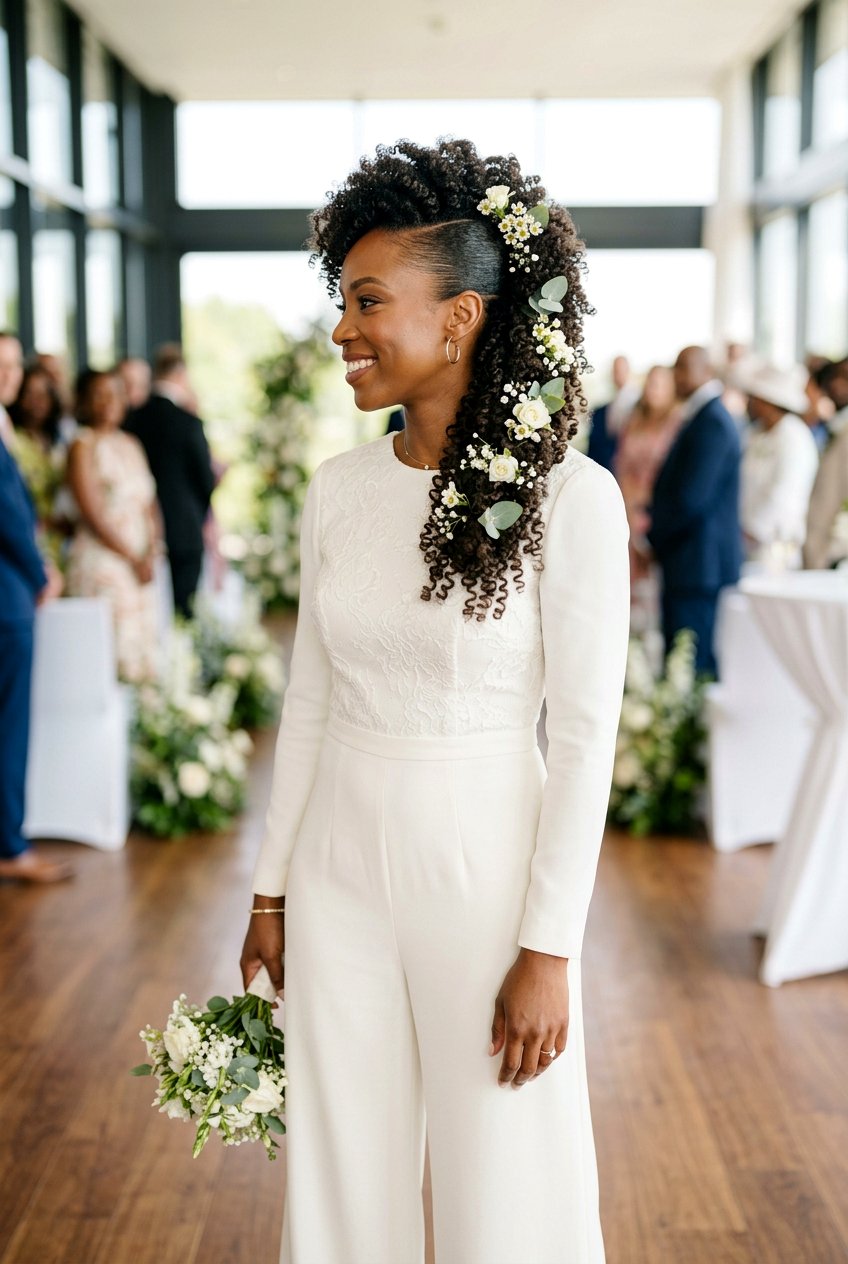 Curly Frohawk Bridal Hairstyle - 20 black women bridal hairstyle ideas - 20 black women bridal hairstyle ideas