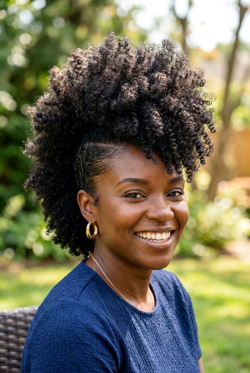Curly Frohawk Natural Puff - 20 black women natural puff ideas - 20 black women natural puff ideas