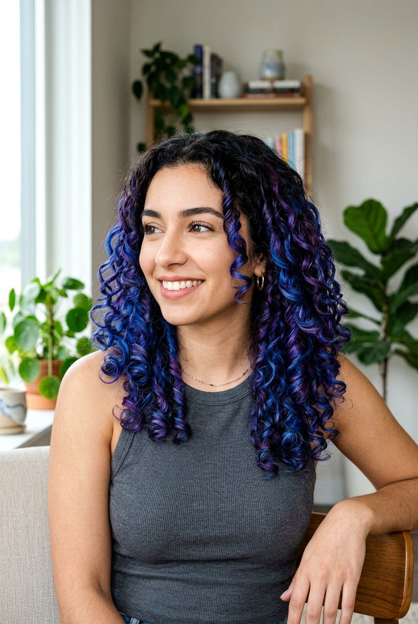 Curly Galaxy Balayage On Dark Hair - 20 galaxy balayage on dark hair - 20 galaxy balayage on dark hair