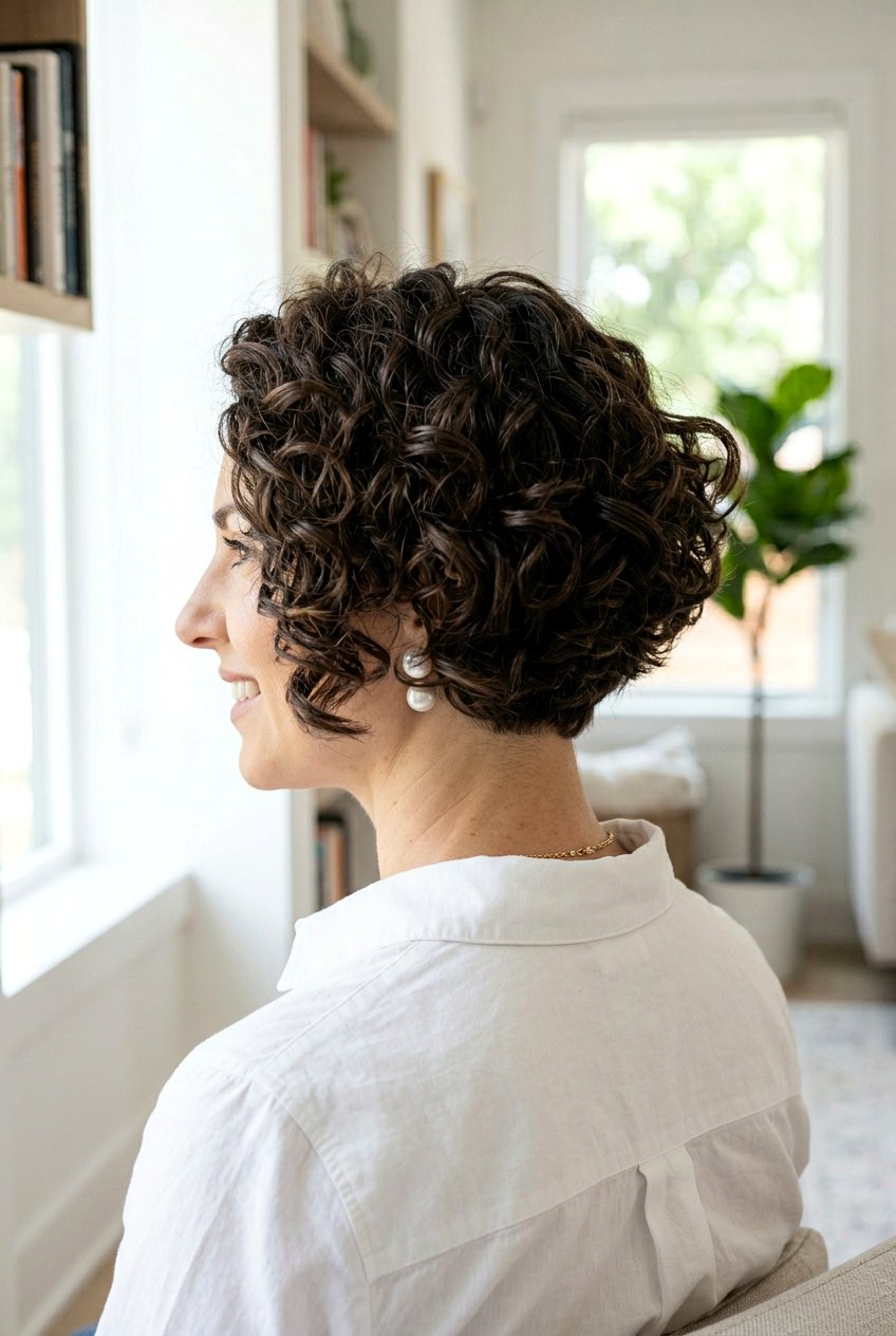 Curly Graduated Bob - 20 curly haircut for women over 60 - 20 curly haircut for women over 60
