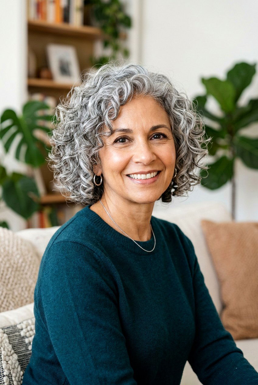 Curly Gray Bob - 20 hairstyles for gray hair - 20 hairstyles for gray hair