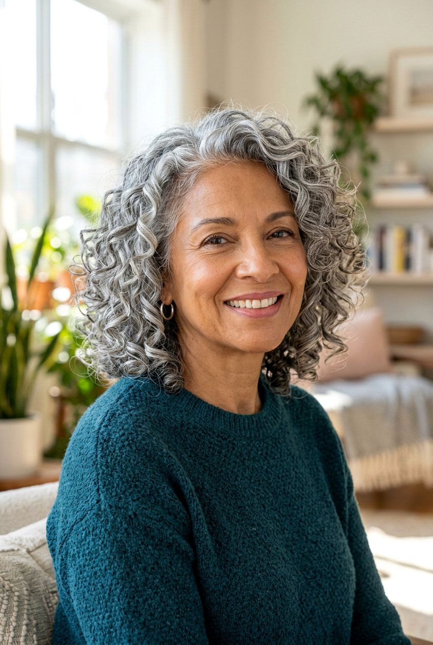 Curly Gray Bob - 20 gray bob hairstyles - 20 gray bob hairstyles