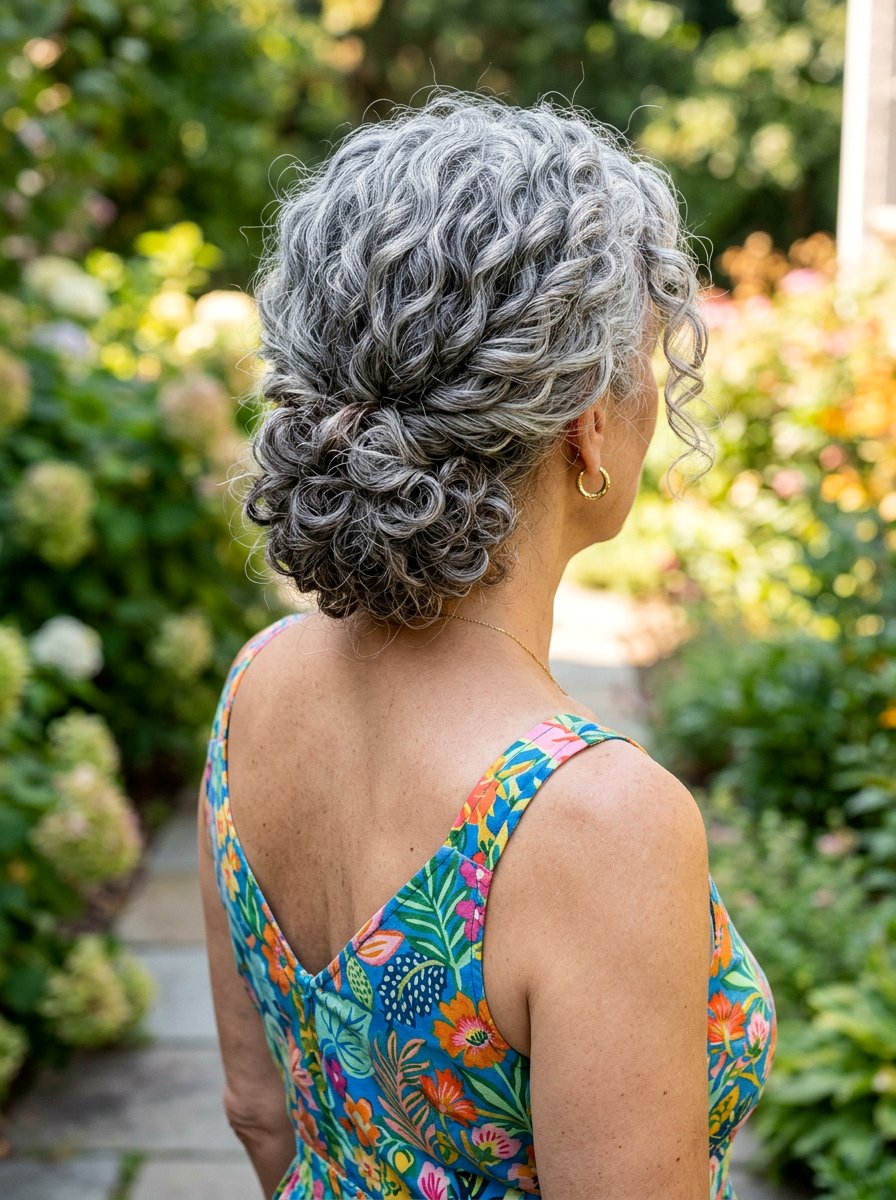 Curly Gray Chignon - 20 elegant gray chignon hairstyle - 20 elegant gray chignon hairstyle