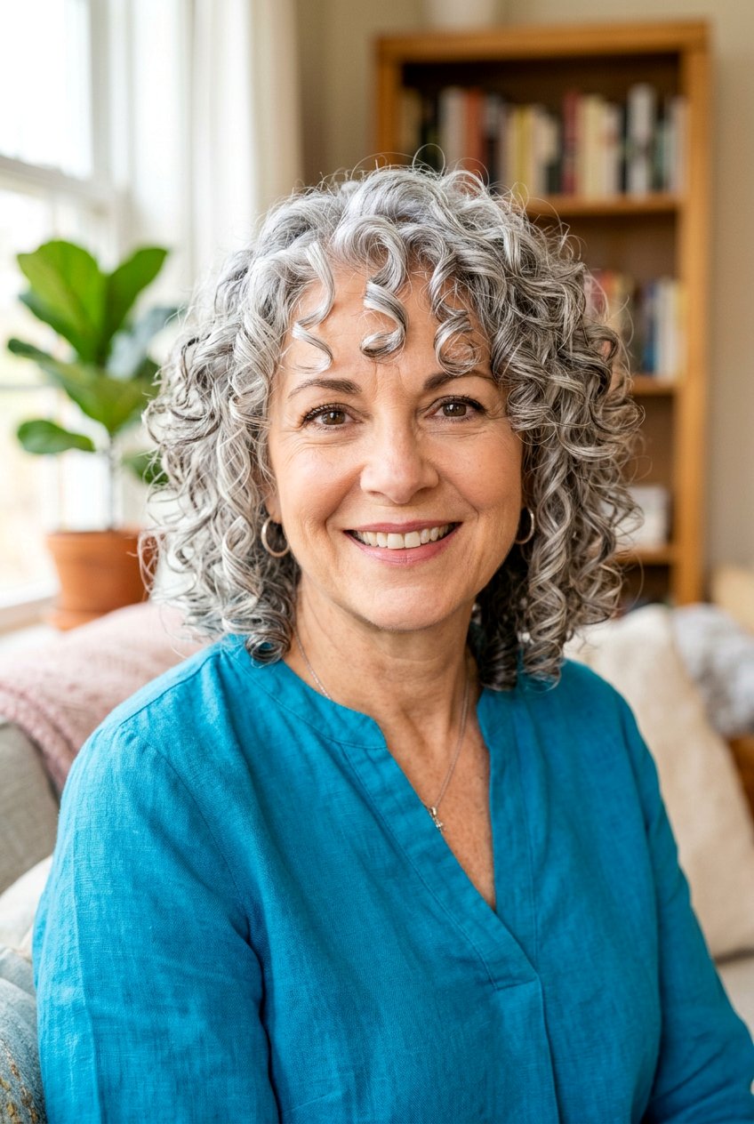 Curly Gray Hair With Short Face Framing Layers - 20 gray hair with face framing layers - 20 gray hair with face framing layers
