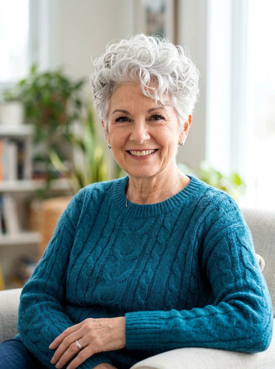 Curly Gray Pixie - 20 youthful gray hairstyles for older women - 20 youthful gray hairstyles for older women