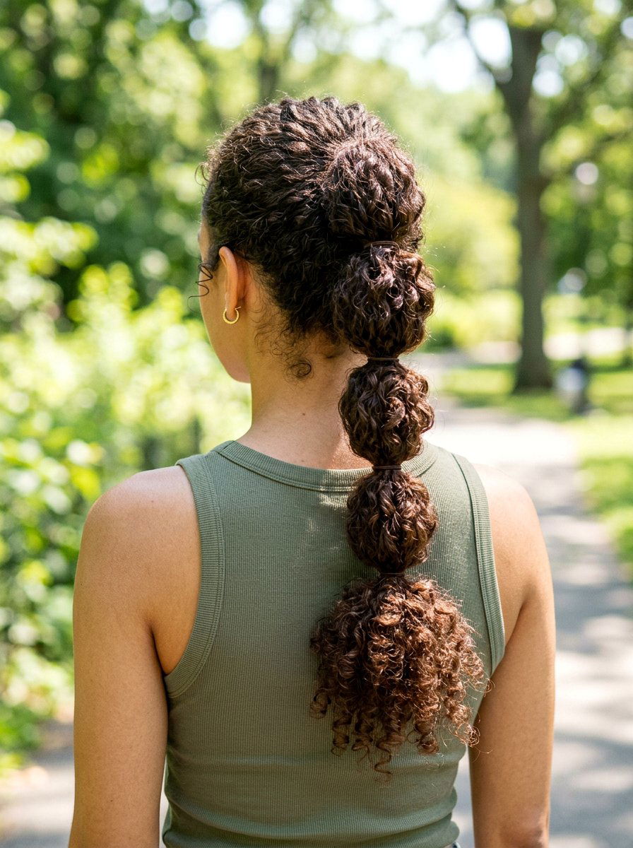 Curly Hair Bubble Braid Ponytail - 20 vacation hairstyle with bubble braid ponytail - 20 vacation hairstyle with bubble braid ponytail