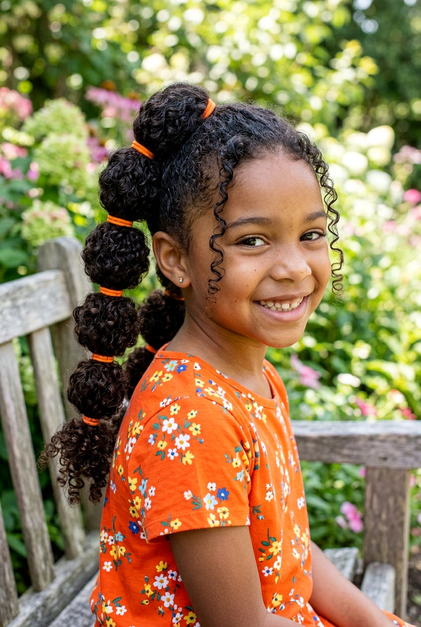 Curly Hair Bubble Braid - 20 bubble braid for little girls - 20 bubble braid for little girls
