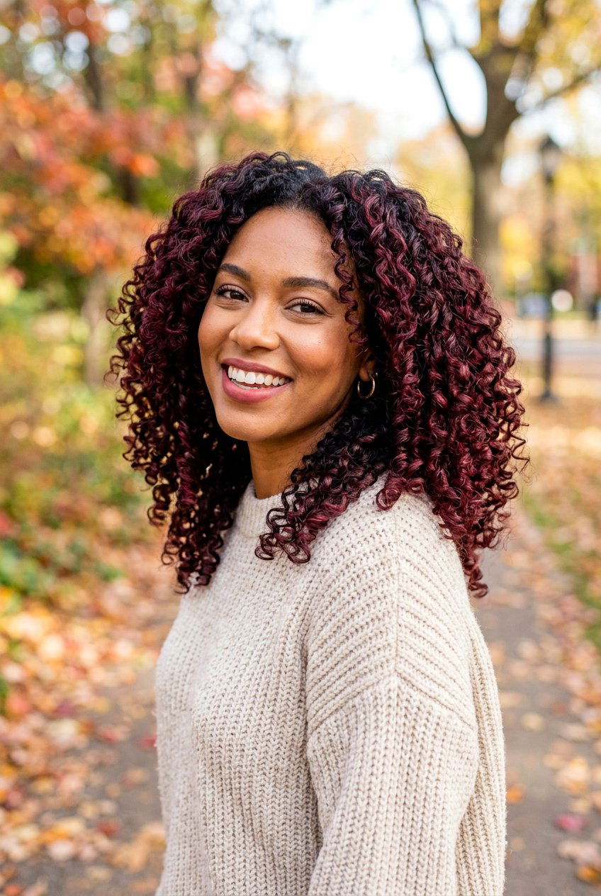 Curly Hair Burgundy Balayage - 20 autumn burgundy balayage ideas - 20 autumn burgundy balayage ideas