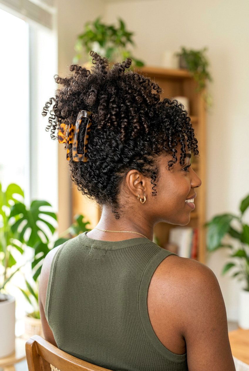 Curly Hair Claw Clip Updo - 20 claw clip hairstyles - 20 claw clip hairstyles