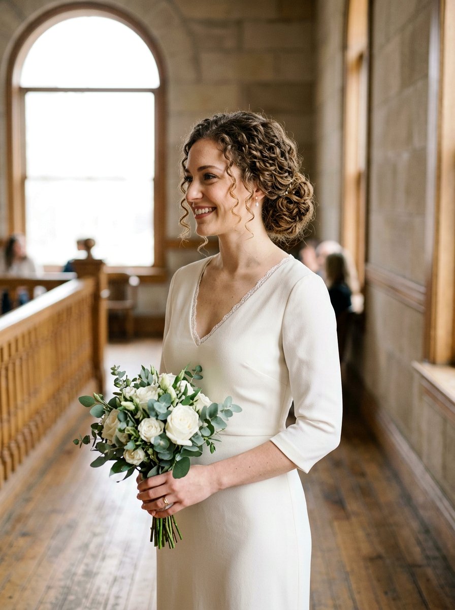 Curly Hair Courthouse Wedding Updo - 20 simple courthouse wedding hairstyle - 20 simple courthouse wedding hairstyle