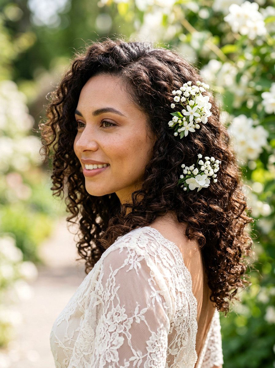 Curly Hair Floral Clips - 20 homecoming hairstyles for curly hair - 20 homecoming hairstyles for curly hair