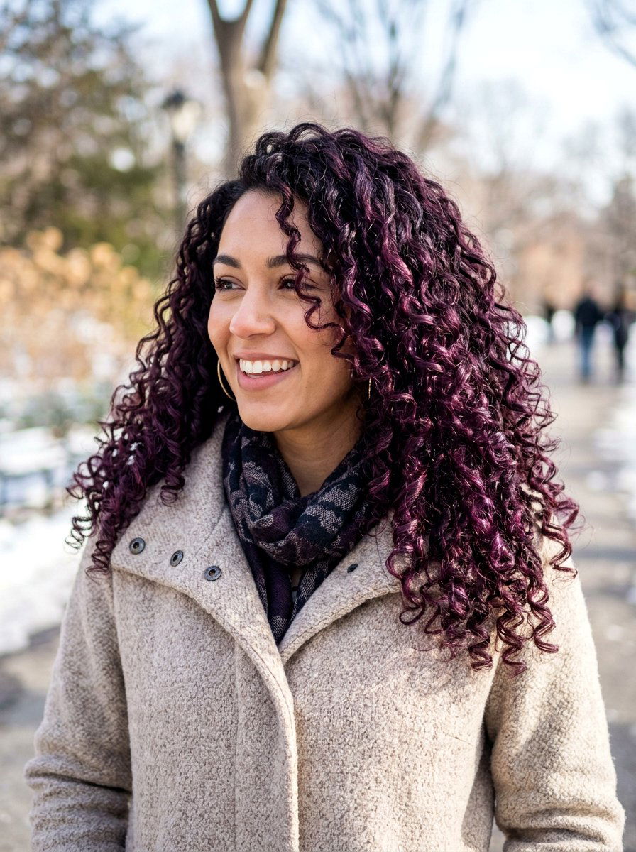 Curly Hair Plum Brunette Balayage - 20 winter plum brunette balayage - 20 winter plum brunette balayage
