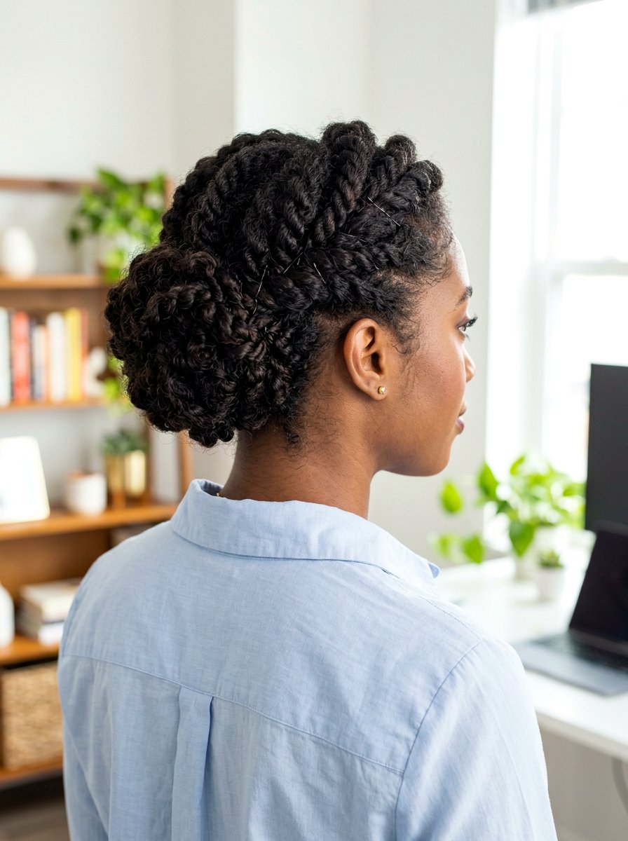 Curly Hair Twist And Pin Updo - 20 easy work hairstyle for long curly hair - 20 easy work hairstyle for long curly hair
