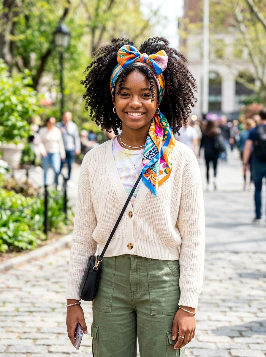 Curly Hair With A Scarf - 20 teen girls picture day hairstyle with curls - 20 teen girls picture day hairstyle with curls
