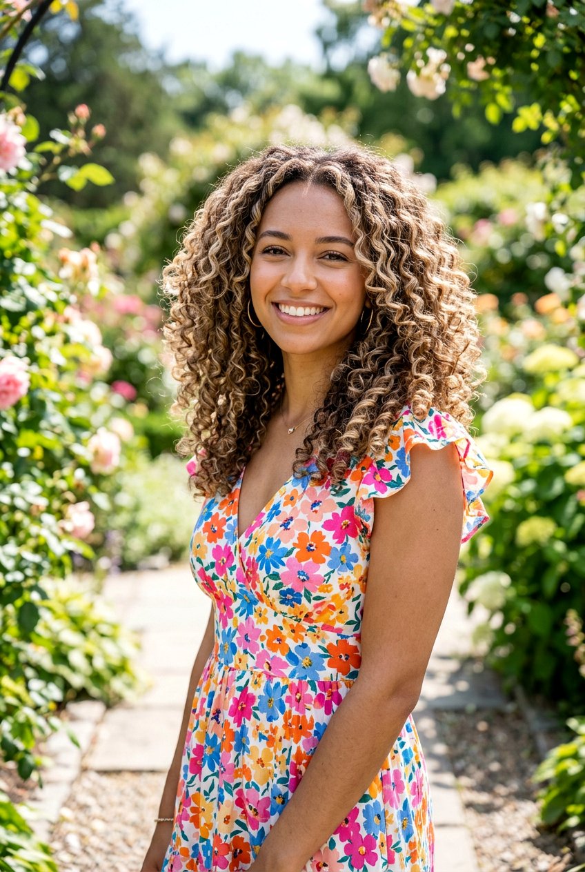 Curly Hair With Champagne Beige Blonde Highlights - 20 champagne beige blonde highlights - 20 champagne beige blonde highlights