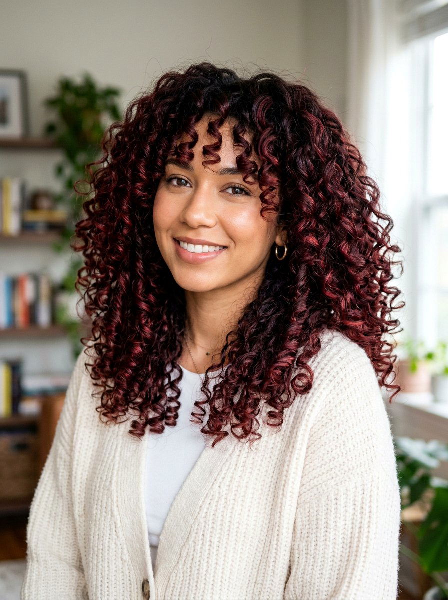 Curly Hair With Cherry Cola Highlights - 20 winter cherry cola highlights - 20 winter cherry cola highlights