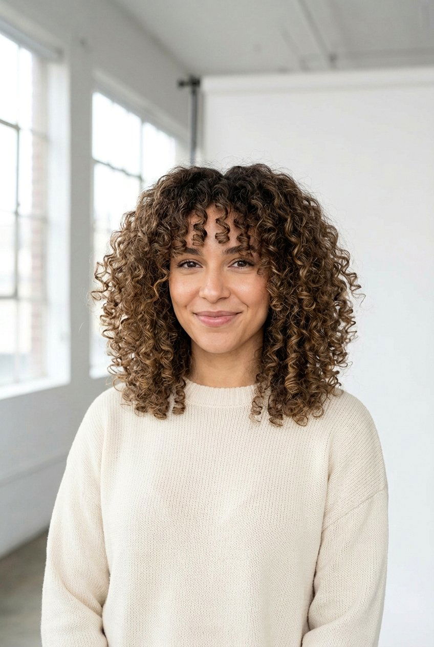 Curly Hair With Curtain Bangs - 20 curly hairstyles for long hair - 20 curly hairstyles for long hair
