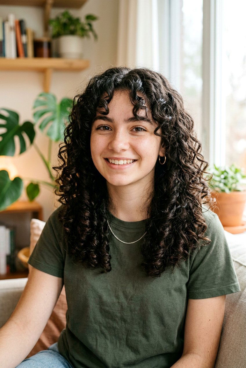 Curly Hair With Curtain Bangs - 20 curtain bangs for teenage girls - 20 curtain bangs for teenage girls