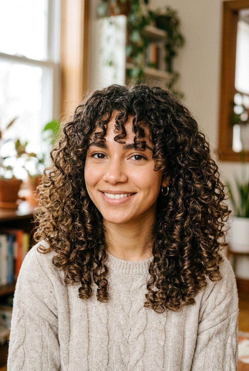 Curly Hair With Curtain Bangs - 20 curtain bangs for thick hair - 20 curtain bangs for thick hair