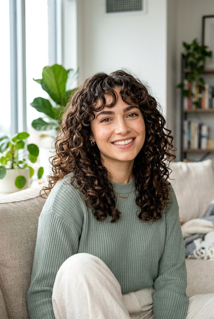 20 Curly Haircut for Square Face Shapes to Soften Features