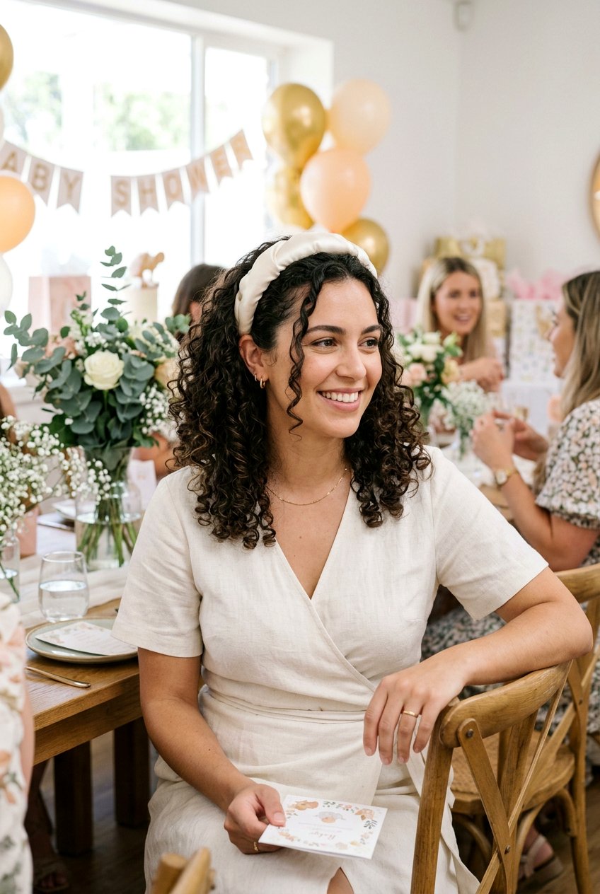 Curly Hair With Headband Baby Shower Hair - 20 baby shower curls hairstyle - 20 baby shower curls hairstyle