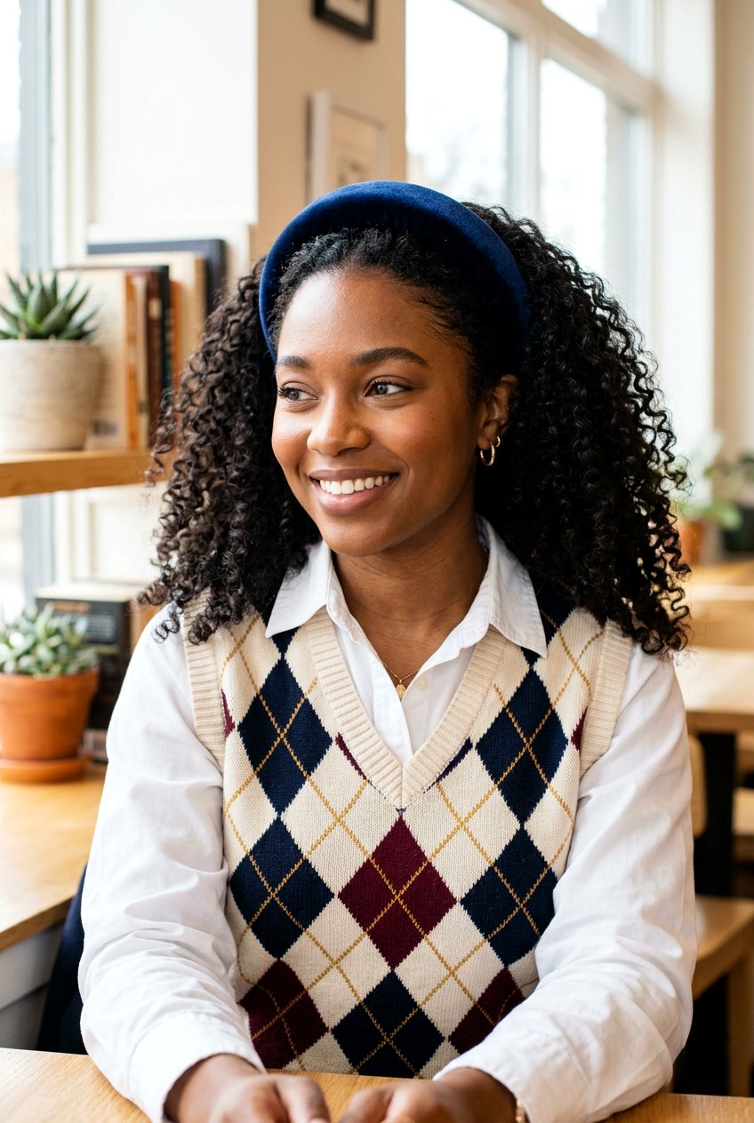 Curly Hair With Headband - 20 curly hairstyle for college girls - 20 curly hairstyle for college girls