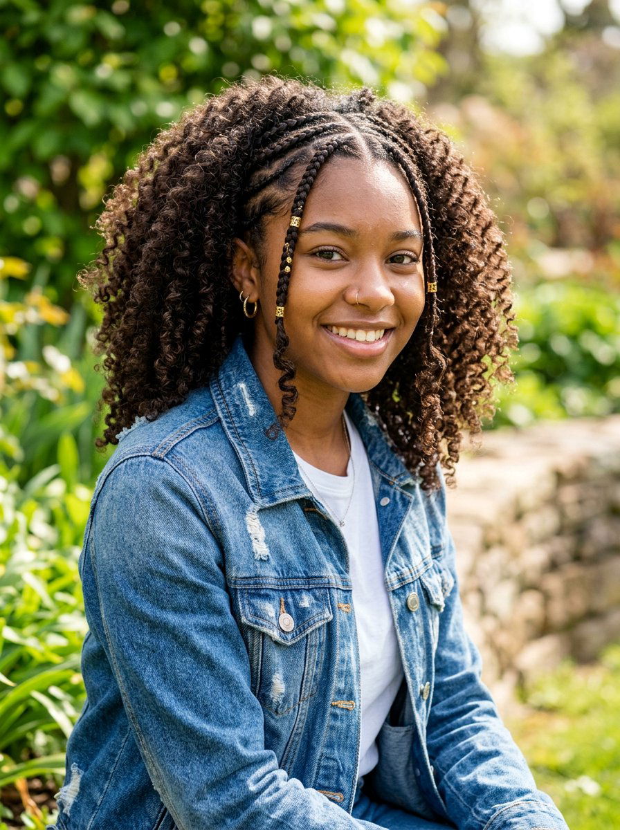 Curly Hair With Mini Braids - 20 cute hairstyle for teenage girls curls - 20 cute hairstyle for teenage girls curls