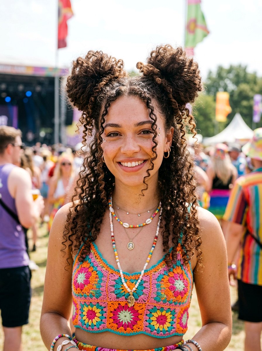 Curly Hair With Space Buns - 20 cute curly hairstyle ideas for women - 20 cute curly hairstyle ideas for women